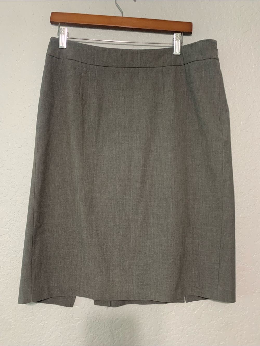 Classic Gray Pencil Skirt with Front Slit